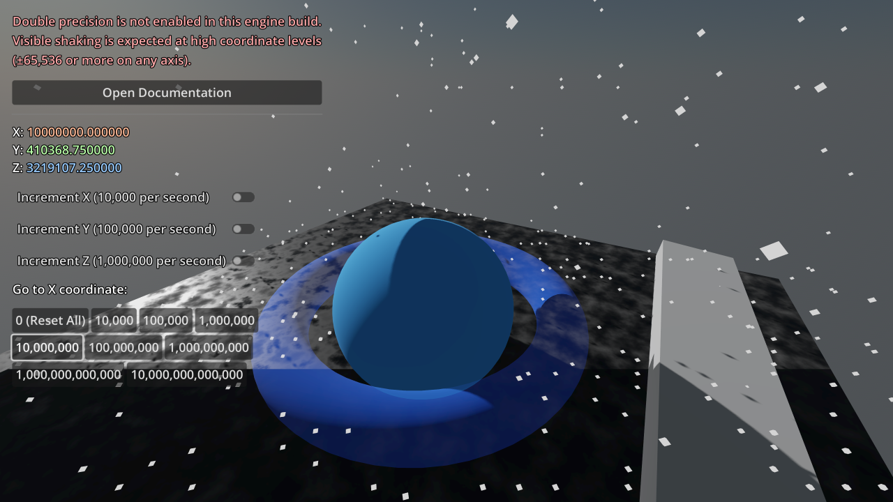 Large World Coordinates without double-precision engine build