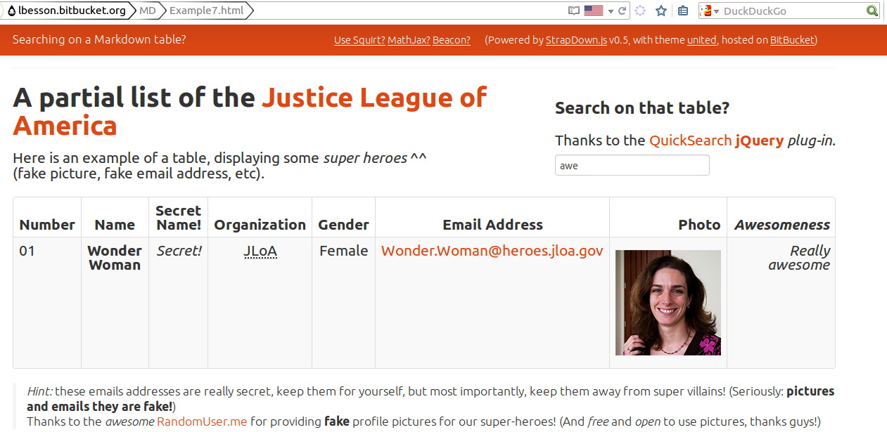 First lines of the index.html page Sixth demo